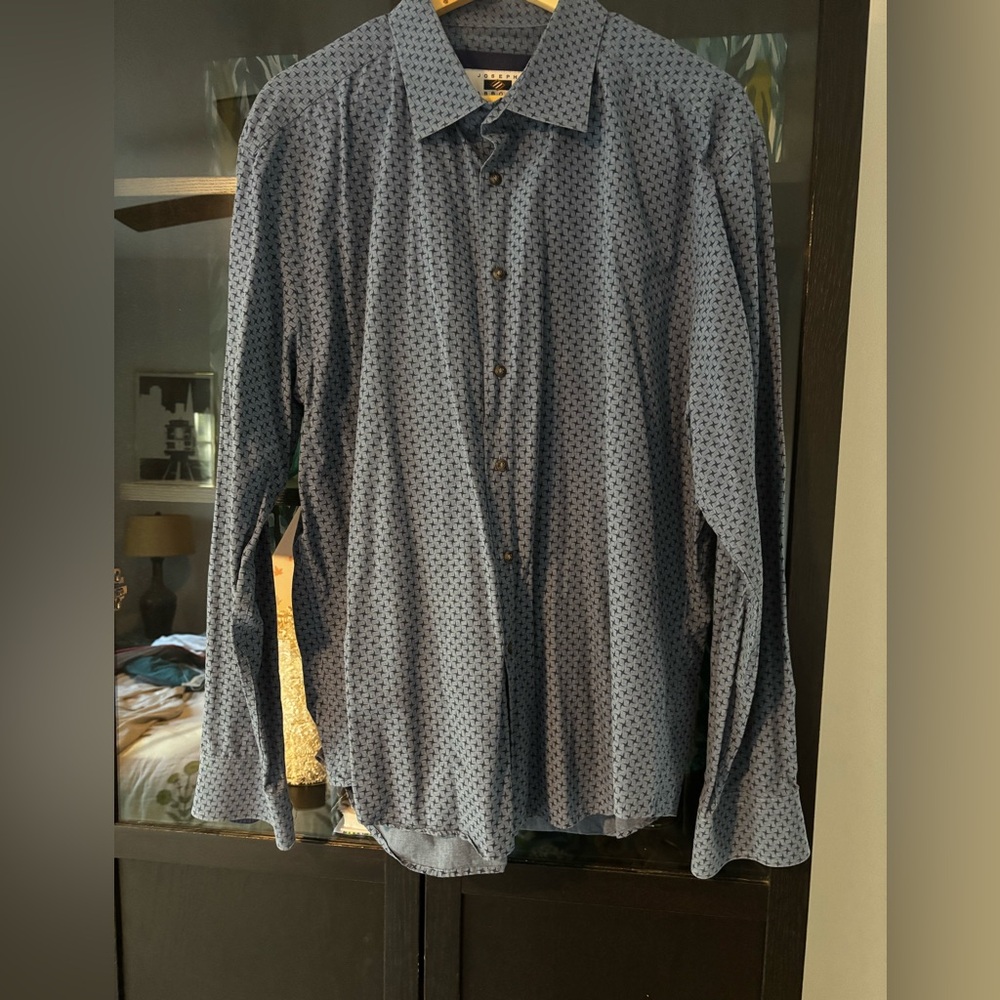 Joseph Abboud Graphic button down shirt, Blue, XXL